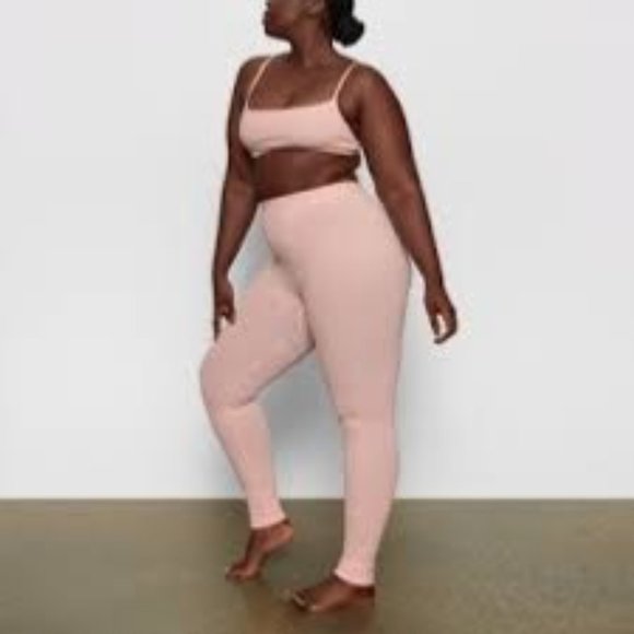 SKIMS Bundle 2 Logo Pointelle Leggings Bone Quartz Women’s 2X - Picture 5 of 14